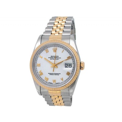 36mm Rolex 18k Yellow Gold and Stainless Steel Oyster Perpetual Datejust Watch 16233