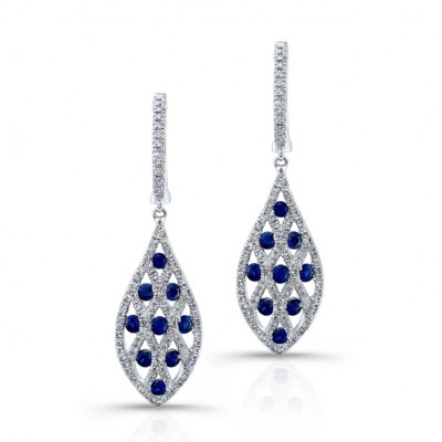 NATURAL COLOR WHITE GOLD CONTEMPORARY SAPPHIRE DIAMOND EARRINGS