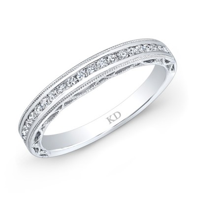 18 K SINGLE ROW WHITE DIAMOND WEDDING BAND