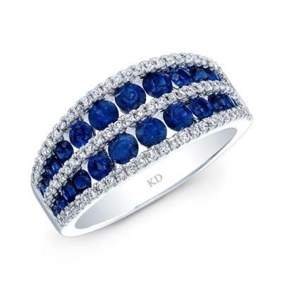 NATURAL COLOR WHITE GOLD TRENDY SAPPHIRE DIAMOND BAND