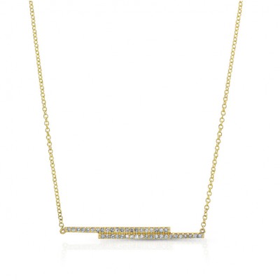 YELLOW GOLD FASHION BAR DIAMOND PENDANT