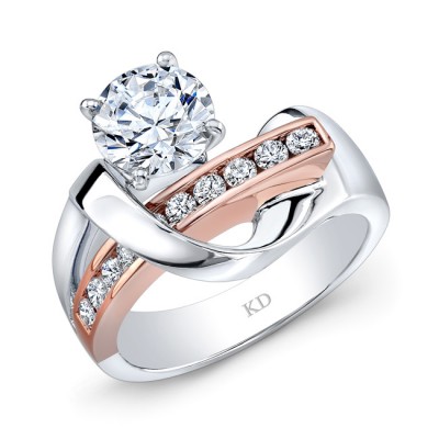 WHITE & ROSE GOLD CONTEMPORARY SWIRLED DIAMOND ENGAGEMENT RING