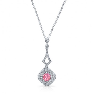 WHITE GOLD INSPIRED PINK ENHANCED RADIANT DIAMOND PENDANT  