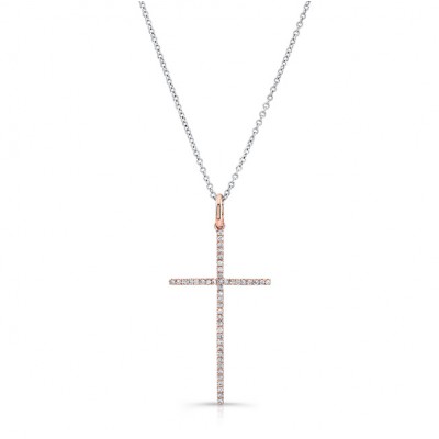 ROSE GOLD CLASSIC DIAMOND CROSS PENDANT