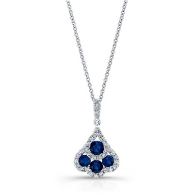 NATURAL COLOR WHITE GOLD FASHION SAPPHIRE DIAMOND PENDANT