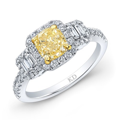 WHITE AND YELLOW GOLD FANCY YELLOW DIAMOND BRIDAL RING