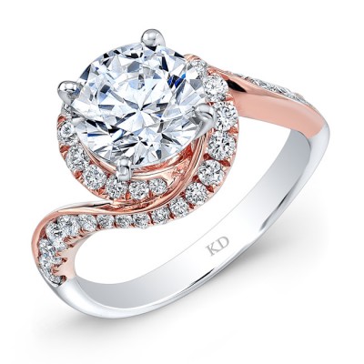WHITE & ROSE GOLD FASHION SWIRLED DIAMOND BRIDAL RING