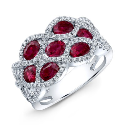 NATURAL COLOR WHITE GOLD INSPIRED FASHION RUBY DIAMOND RING