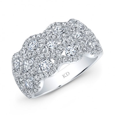 WHITE GOLD FASHION DIAMOND WAVE BAND