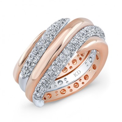 WHITE AND ROSE GOLD SWIRLED FASHION DIAMOND BAND