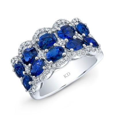 NATURAL COLOR WHITE GOLD INSPIRED FASHION SAPPHIRE DIAMOND RING