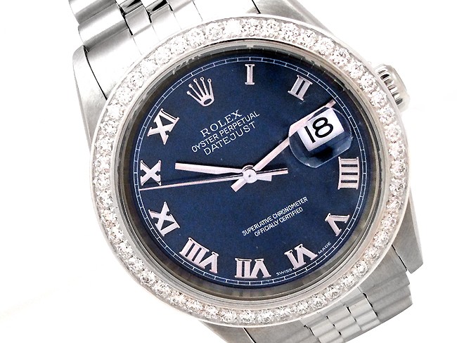 36mm Rolex Datejust Blue Roman 16200