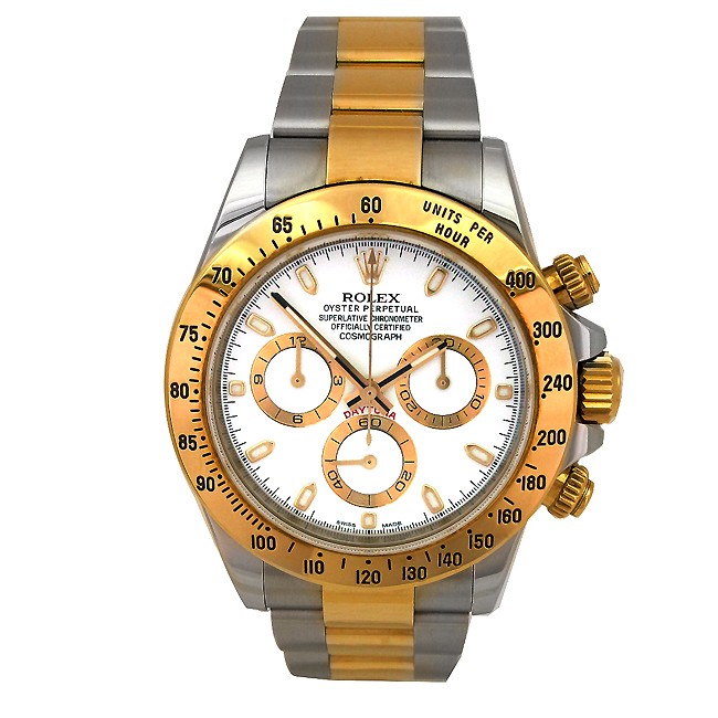 rolex daytona two tone white dial