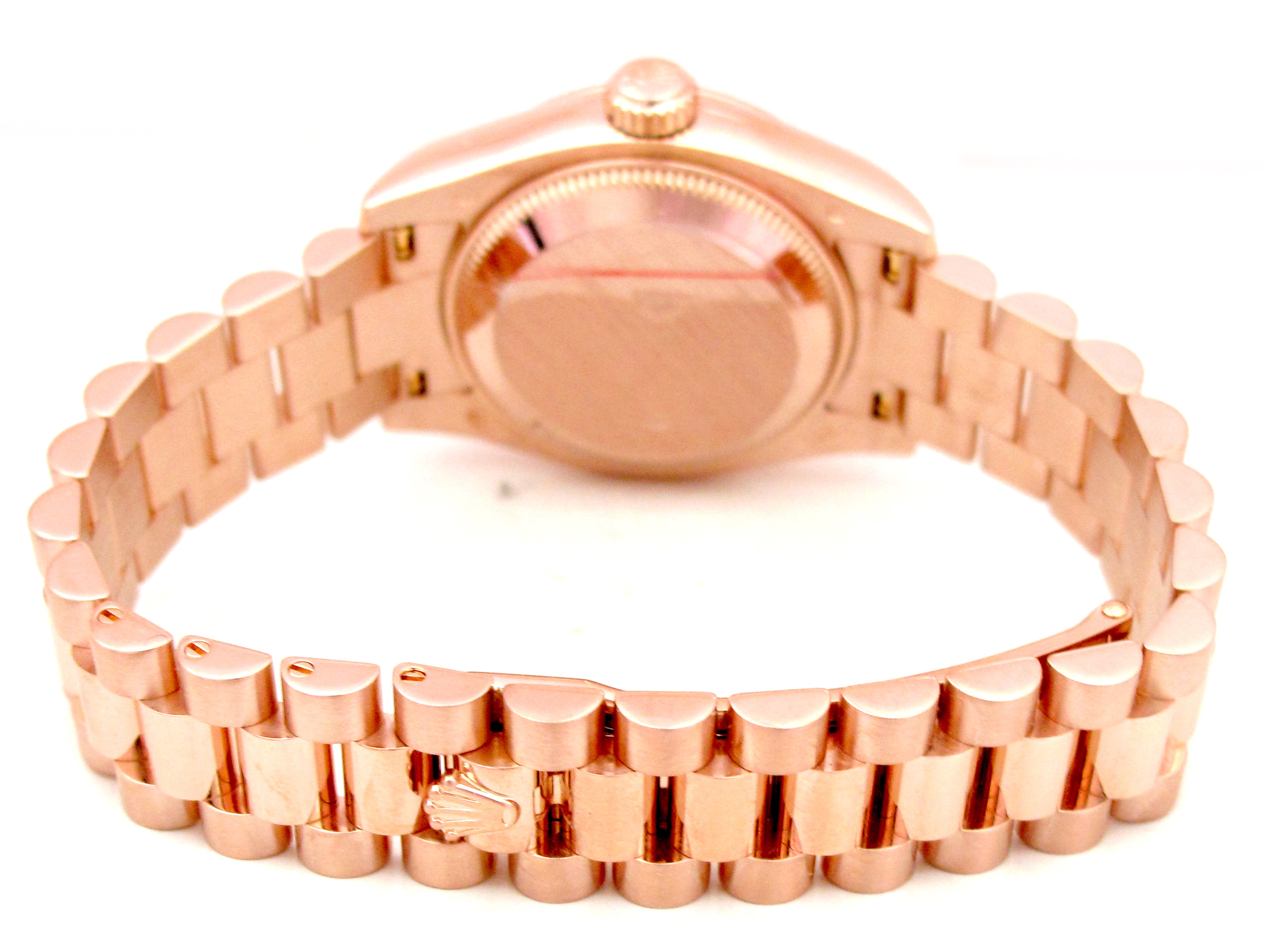 26mm 18K Rose Gold Rolex President Datejust Watch with MOP R N and Diamonds 179175F. DATEJUST LADY PRESIDENT ROLEX