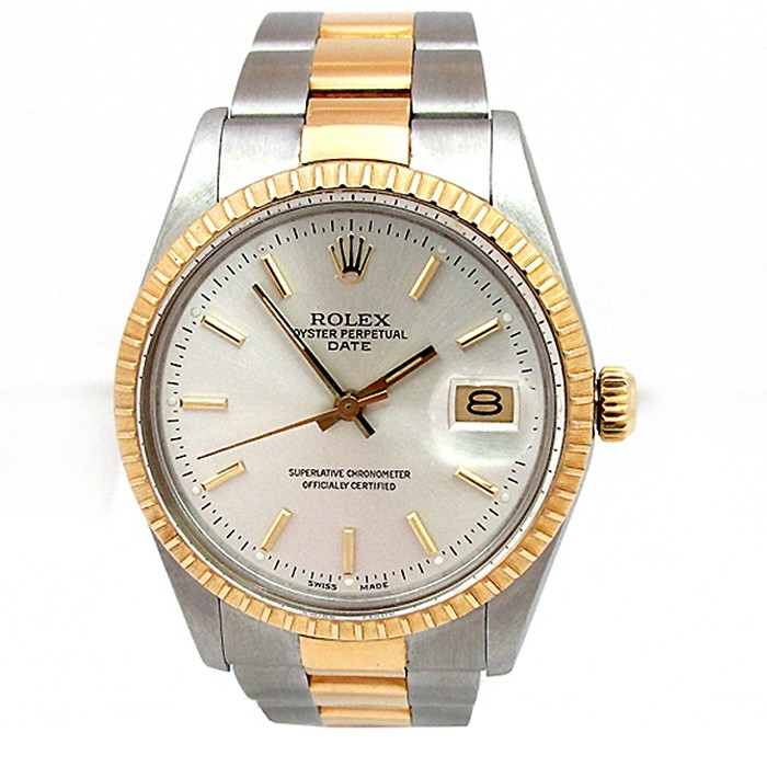 34mm Rolex 18k Gold and Stainless Steel Oyster Perpetual Date