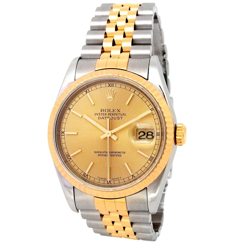 Rolex oyster perpetual datejust 18k yellow gold & stainless steel watch cheap