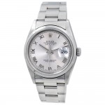 36mm Rolex Stainless Steel Datejust Silver Roman Numeral Dial