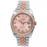 36mm Rolex 18k Rose Gold and Stainless Steel Oyster Perpetual Datejust Watch