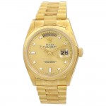 36mm Rolex 18k Yellow Gold Bark-Finished Day-Date Watch