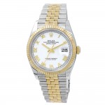 36mm Rolex Datejust Watch. White Roman Numeral Dial
