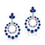 NATURAL COLOR WHITE GOLD SAPPHIRE INSPIRED CIRCLE DIAMOND EARRINGS  
