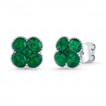 NATURAL COLOR WHITE GOLD CONTEMPORARY FLOWER EMERALD EARRINGS