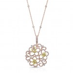 ROSE GOLD VINTAGE SWIRLED FLOWER DIAMOND PENDANT
