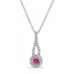 WHITE GOLD ELEGANT PINK ENHANCED ROUND DIAMOND PENDANT  