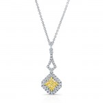 WHITE AND YELLOW GOLD ELEGANT FANCY YELLOW RADIANT DIAMOND PENDANT 