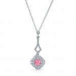 WHITE GOLD INSPIRED PINK ENHANCED RADIANT DIAMOND PENDANT  