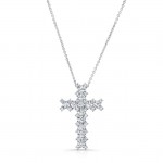 WHITE GOLD VINTAGE DIAMOND CROSS PENDANT