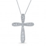 WHITE GOLD  INSPIRED VINTAGE DIAMOND CROSS PENDANT