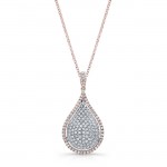  ROSE GOLD FASHION TEAR DROP DIAMOND PENDANT