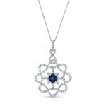 NATURAL COLOR WHITE GOLD CONTEMPORARY SAPPHIRE DIAMOND PENDANT