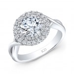 WHITE GOLD FASHION HALO DIAMOND ENGAGEMENT RING