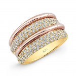 YELLOW & ROSE GOLD SIX ROW PAVE FASHION DIAMOND WEDDING BAND