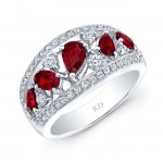 WHITE GOLD NATURAL COLOR CONTEMPORARY RUBY DIAMOND RING