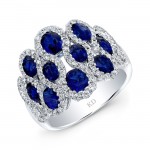 WHITE GOLD NATURAL COLOR INSPIRED STYLISH SAPPHIRE DIAMOND RING