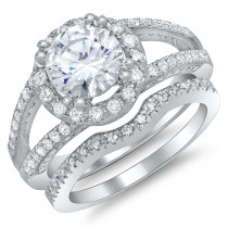 Lady's White Gold Ring  with 1.00ct in center and 88 round diamond approx 0.85ct 5.4gm on side. And matching White Gold Band with 17 diamonds 0.19 ct 2.2 grm.