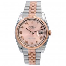 36mm Rolex 18k Rose Gold and Stainless Steel Oyster Perpetual Datejust Watch