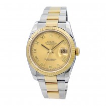 36mm Rolex 18k Yellow Gold and Stainless Steel Oyster Perpetual Datejust Watch