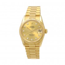 31mm Rolex 18K Yellow Gold Presidential Datejust 68278 Watch