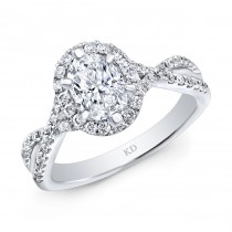 WHITE GOLD CONTEMPORARY OVAL HALO DIAMOND ENGAGEMENT RING