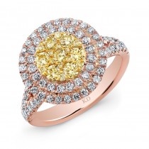 ROSE GOLD NATURAL YELLOW CONTEMPORARY CLUSTER DIAMOND RING