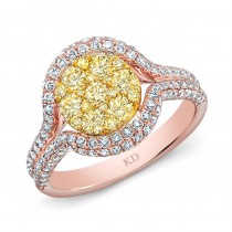ROSE GOLD NATURAL YELLOW CLUSTER DIAMOND RING