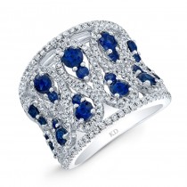 NATURAL COLOR WHITE GOLD VINTAGE SAPPHIRE DIAMOND BAND