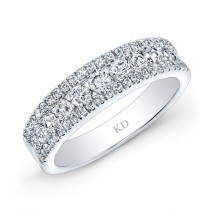 WHITE GOLD THREE ROW PAVE DIAMOND WEDDING BAND
