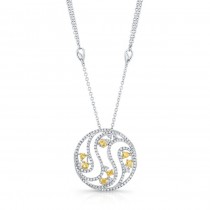 WHITE GOLD INSPIRED NATURAL YELLOW SWIRLED DIAMOND PENDANT