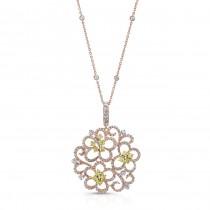 ROSE GOLD VINTAGE SWIRLED FLOWER DIAMOND PENDANT
