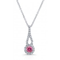 WHITE GOLD ELEGANT PINK ENHANCED ROUND DIAMOND PENDANT  